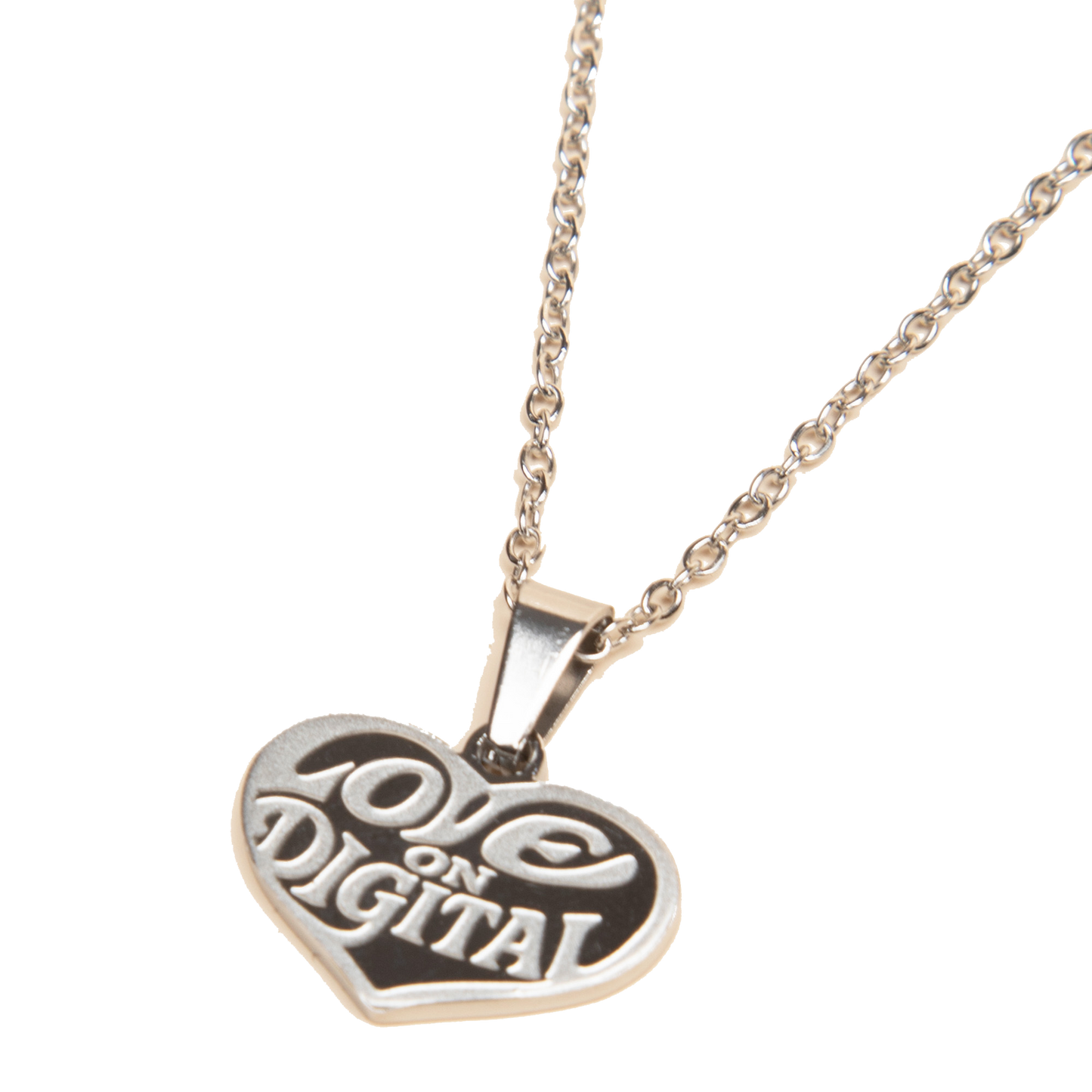LOVE ON DIGITAL SILVER PENDANT NECKLACE