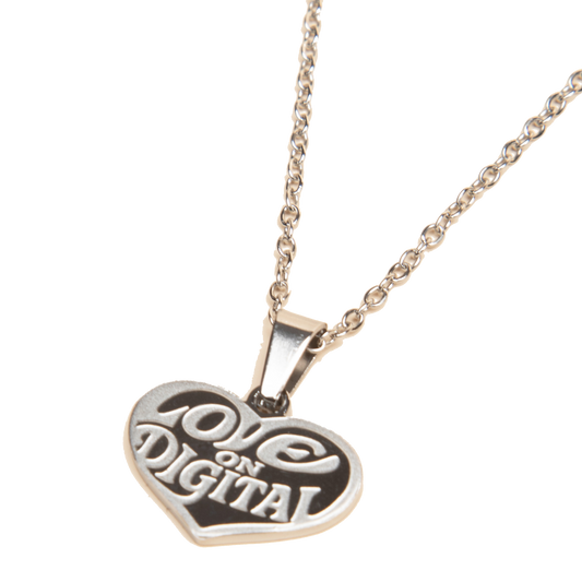 LOVE ON DIGITAL SILVER PENDANT NECKLACE